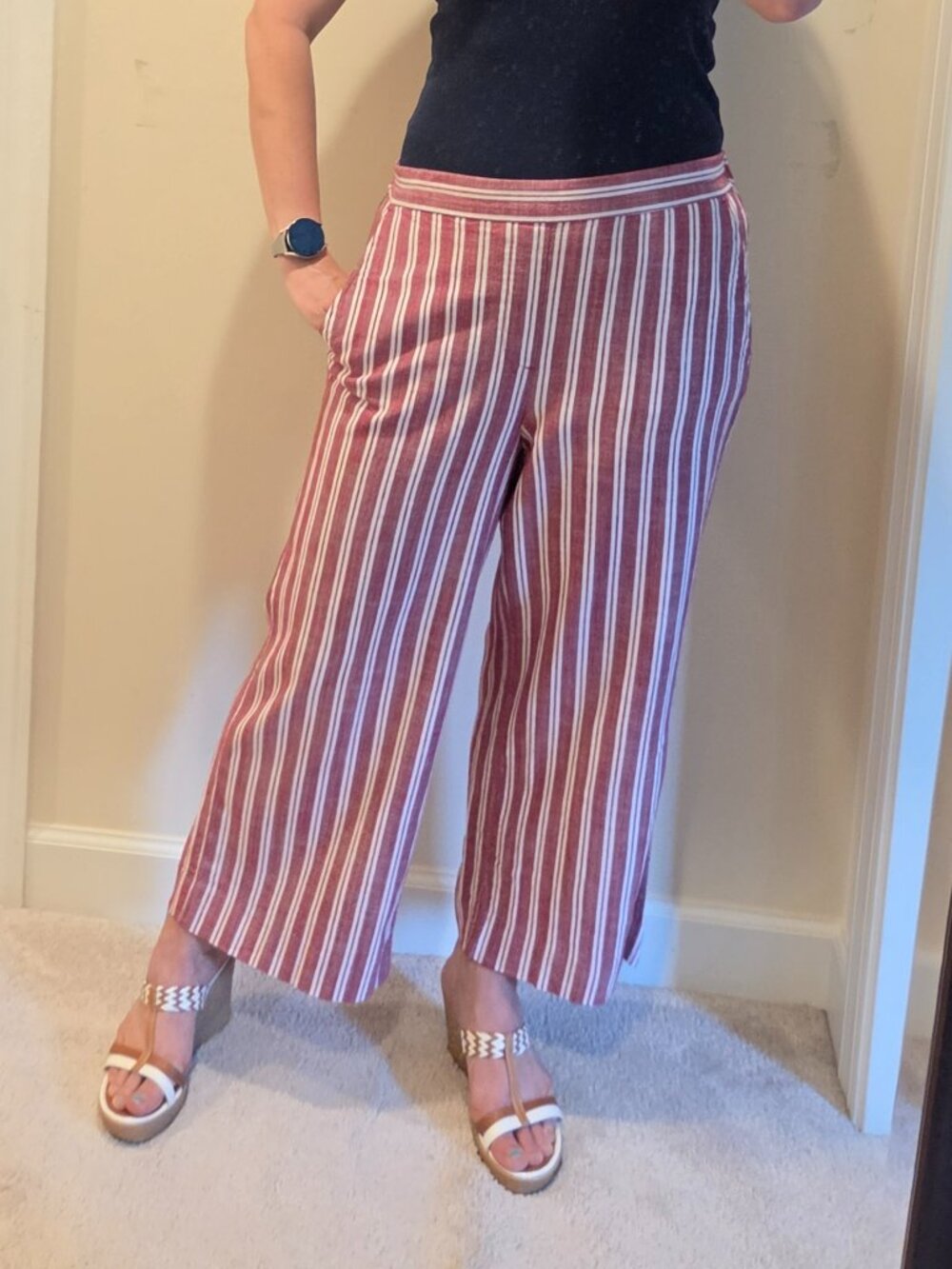 Banana Republic Size 8 Rowan Striped Wide-Leg Pants